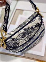 Dior Saddle Bag In Blue Toile de Jouy Embroidery - Image 7