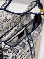 Dior Saddle Bag In Blue Toile de Jouy Embroidery - Image 5