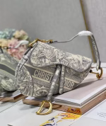 Dior Saddle Bag In Grey Toile de Jouy Embroidery - Image 8