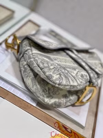 Dior Saddle Bag In Grey Toile de Jouy Embroidery - Image 3