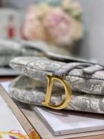 Dior Saddle Bag In Grey Toile de Jouy Embroidery - Image 6