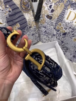 Dior Saddle Bag In Blue Dior Oblique Embroidered Velvet - Image 7