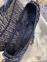 Dior Saddle Bag In Blue Dior Oblique Embroidered Velvet - Image 5