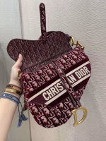 Dior Saddle Bag In Burgundy Dior Oblique Embroidered Velvet - Image 7