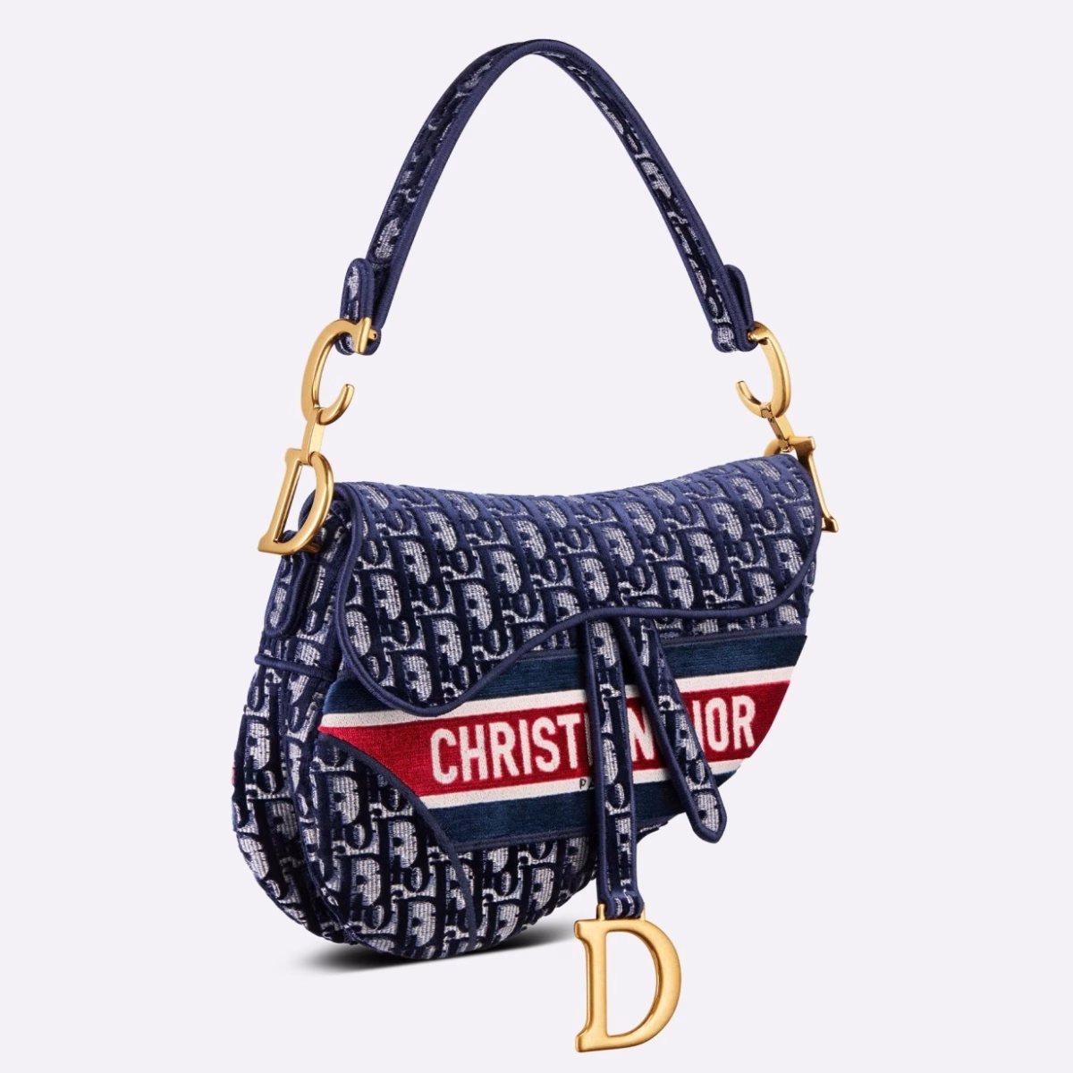 Dior Saddle Bag In Dior Oblique Embroidered Velvet - Image 1