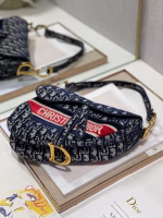 Dior Saddle Bag In Dior Oblique Embroidered Velvet - Image 7