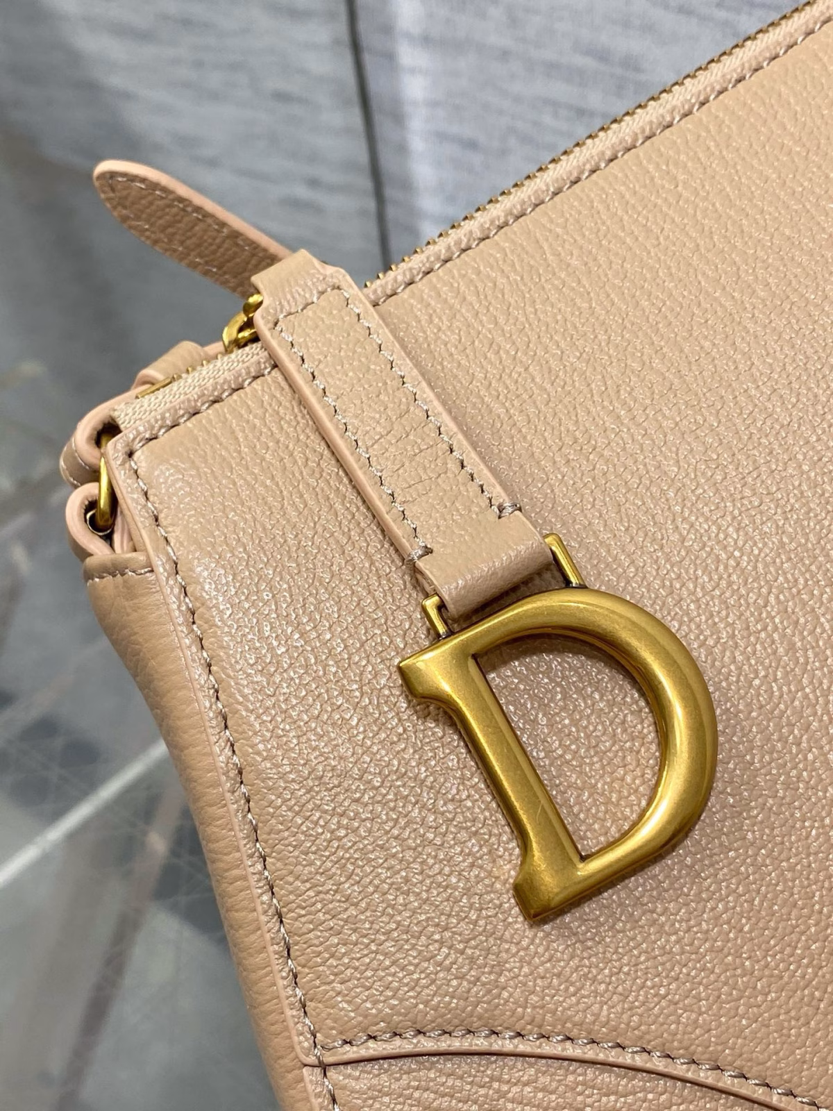 Dior Saddle Rodeo Pouch in Biscuit Goatskin - Image 7