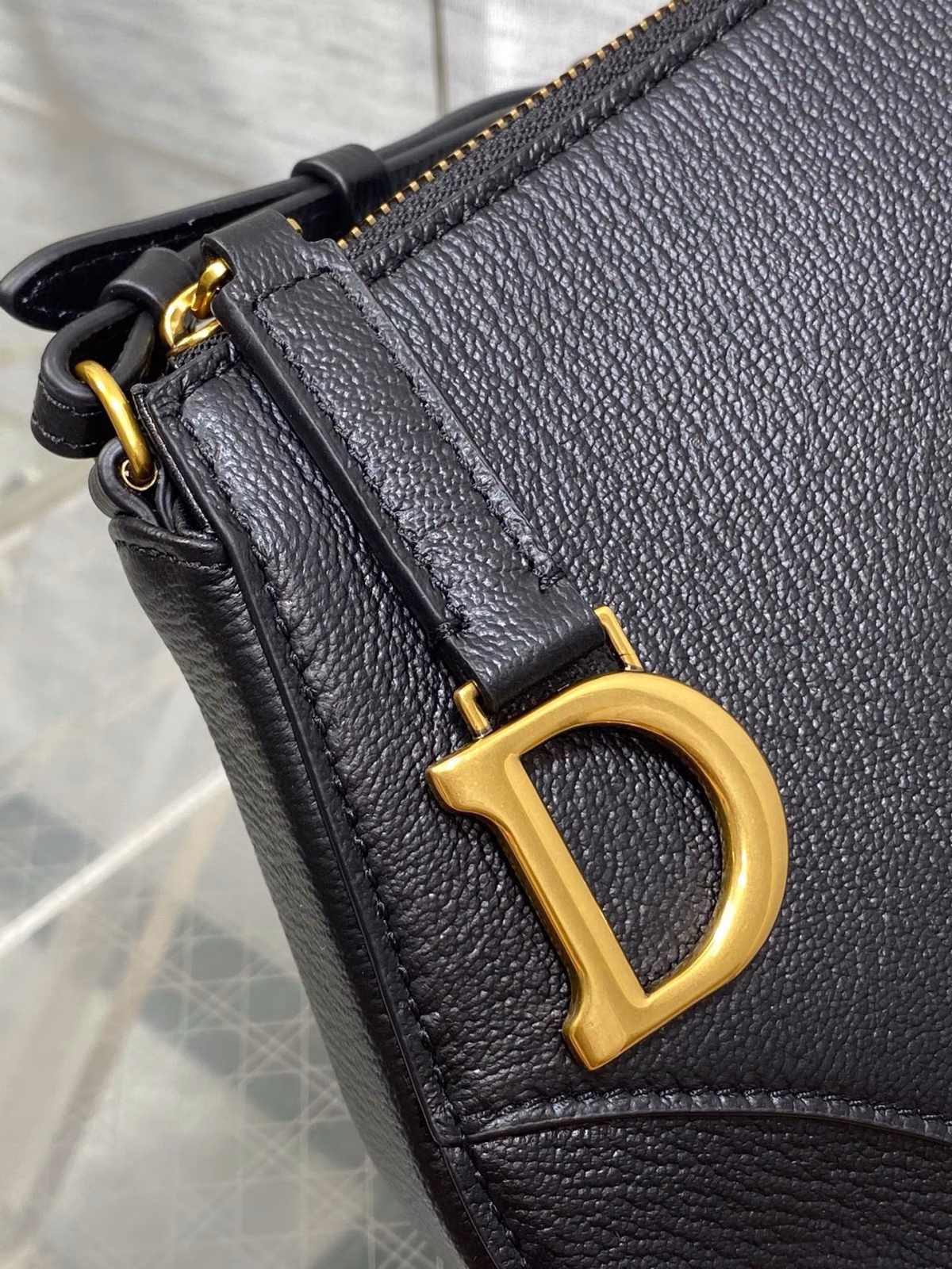 Dior Saddle Rodeo Pouch in Black Goatskin - Image 8