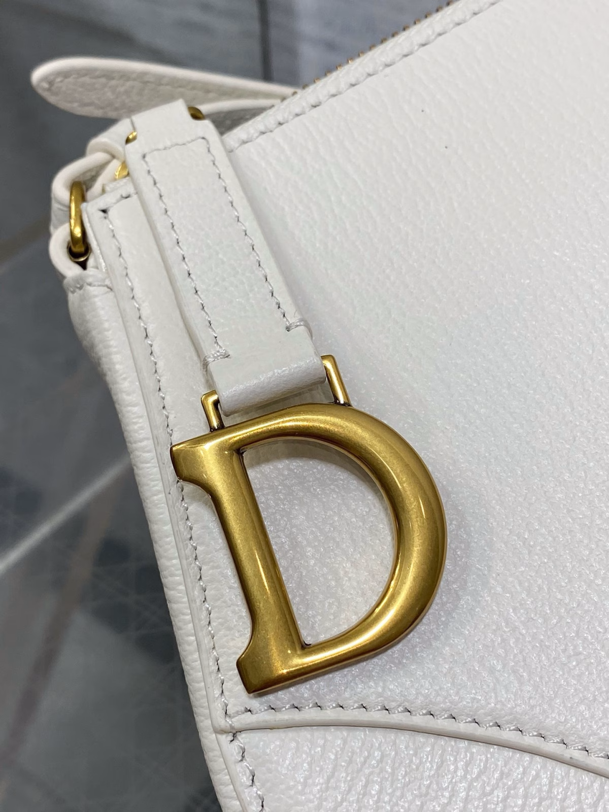 Dior Saddle Rodeo Pouch in White Goatskin - Image 5