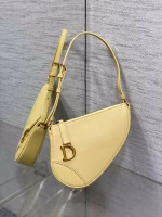 Dior Saddle Rodeo Pouch in Yellow Goatskin - Image 6