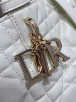 Dior Toujours Small Bag in White Macrocannage Calfskin - Image 4