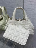 Dior Toujours Small Bag in White Macrocannage Calfskin - Image 2