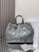 Dior Toujours Large Bag in Grey Macrocannage Calfskin - Image 7