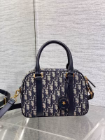 Dior D-Vibe Bowling Medium Bag in Blue Oblique Jacquard - Image 10