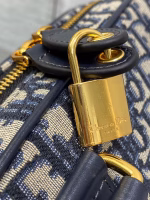 Dior D-Vibe Bowling Medium Bag in Blue Oblique Jacquard - Image 9