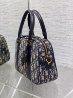 Dior D-Vibe Bowling Medium Bag in Blue Oblique Jacquard - Image 2