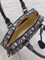 Dior D-Vibe Bowling Medium Bag in Blue Oblique Jacquard - Image 3