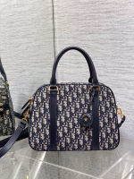 Dior D-Vibe Bowling Large Bag in Blue Oblique Jacquard - Image 7