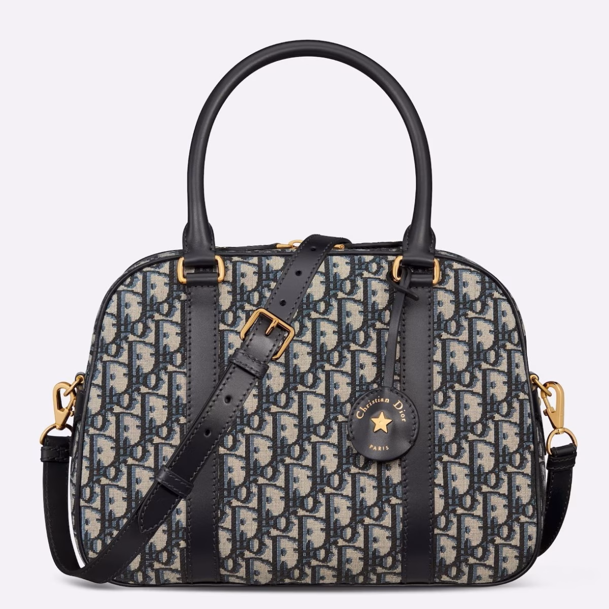 Dior D-Vibe Bowling Large Bag in Blue Oblique Jacquard - Image 1