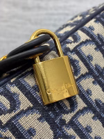 Dior D-Vibe Bowling Large Bag in Blue Oblique Jacquard - Image 3