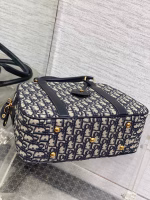 Dior D-Vibe Bowling Large Bag in Blue Oblique Jacquard - Image 4