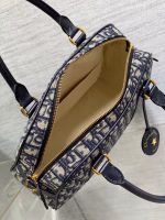 Dior D-Vibe Bowling Large Bag in Blue Oblique Jacquard - Image 2