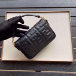 Fendi Black FF Motif Mini Baguette Bag - Image 8