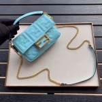 Fendi Pale Blue FF Motif Mini Baguette Bag - Image 7