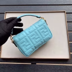 Fendi Pale Blue FF Motif Mini Baguette Bag - Image 3