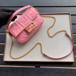 Fendi Pink FF Motif Mini Baguette Bag - Image 3