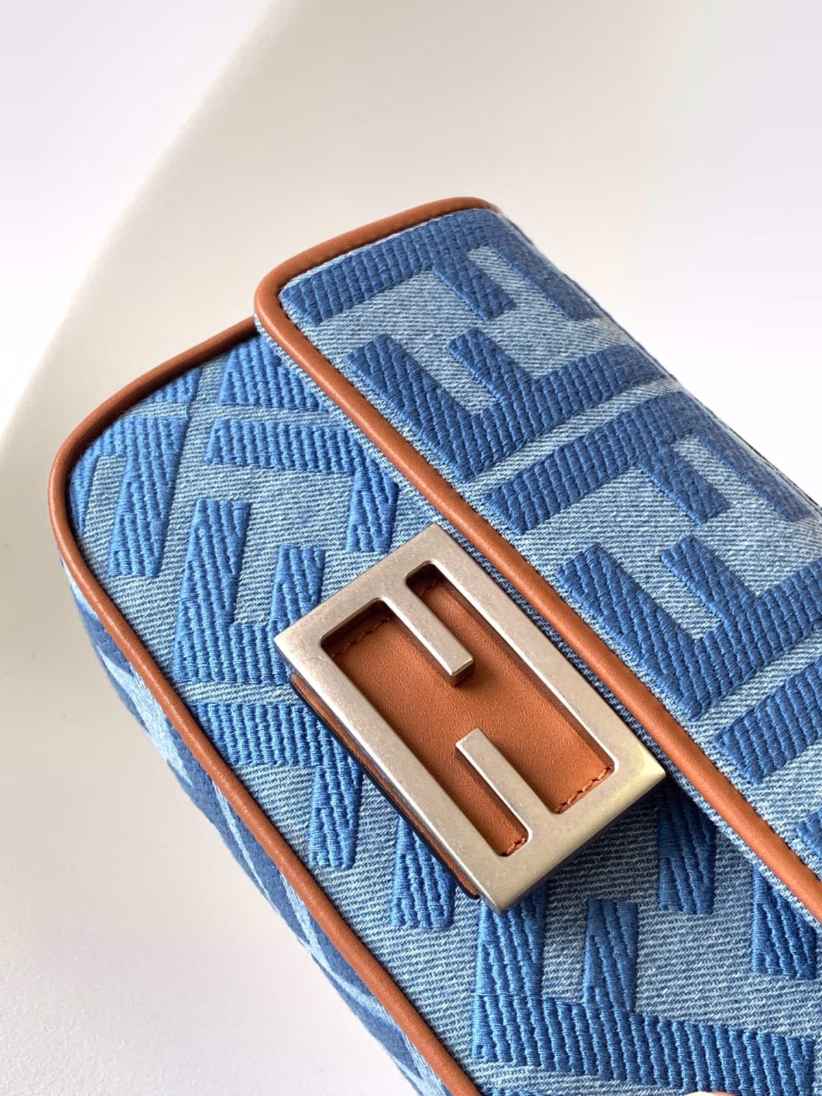 Fendi Baguette Mini Bag in Denim with FF Embroidery - Image 9