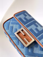 Fendi Baguette Mini Bag in Denim with FF Embroidery - Image 9