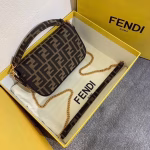 Fendi Mini Baguette Bag In FF Fabric With Black Trim - Image 6