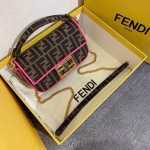 Fendi Mini Baguette Bag In FF Fabric With Fuchsia Trim - Image 2