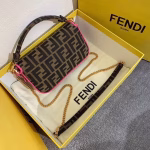 Fendi Mini Baguette Bag In FF Fabric With Fuchsia Trim - Image 5