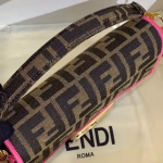 Fendi Mini Baguette Bag In FF Fabric With Fuchsia Trim - Image 6