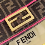 Fendi Mini Baguette Bag In FF Fabric With Fuchsia Trim - Image 4