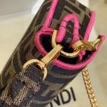 Fendi Mini Baguette Bag In FF Fabric With Fuchsia Trim - Image 7