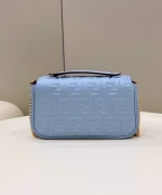 Fendi Baguette Chain Midi Bag In Blue Nappa Leather - Image 8