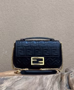 Fendi Baguette Chain Midi Bag In Black Nappa Leather - Image 8