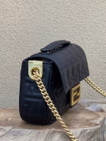 Fendi Baguette Chain Midi Bag In Black Nappa Leather - Image 9