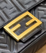 Fendi Baguette Chain Midi Bag In Black Nappa Leather - Image 5