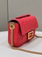 Fendi Baguette Chain Midi Bag In Red Nappa Leather - Image 8