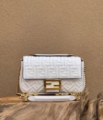 Fendi Baguette Chain Midi Bag In White Nappa Leather - Image 2