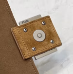 Fendi Midi Baguette Chain Bag In Beige FF Fabric - Image 9
