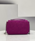 Fendi Midi Baguette Chain Bag In Fuchsia FF Fabric - Image 10