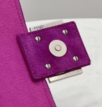Fendi Midi Baguette Chain Bag In Fuchsia FF Fabric - Image 4
