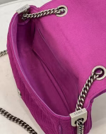Fendi Midi Baguette Chain Bag In Fuchsia FF Fabric - Image 3