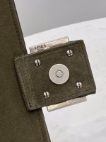 Fendi Midi Baguette Chain Bag In Green FF Fabric - Image 2