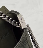 Fendi Midi Baguette Chain Bag In Green FF Fabric - Image 3